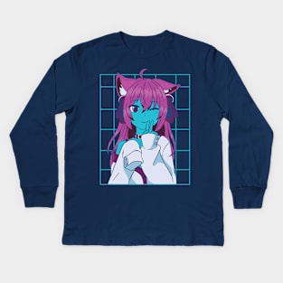 Anime Cat Girl Kids Long Sleeve T-Shirt